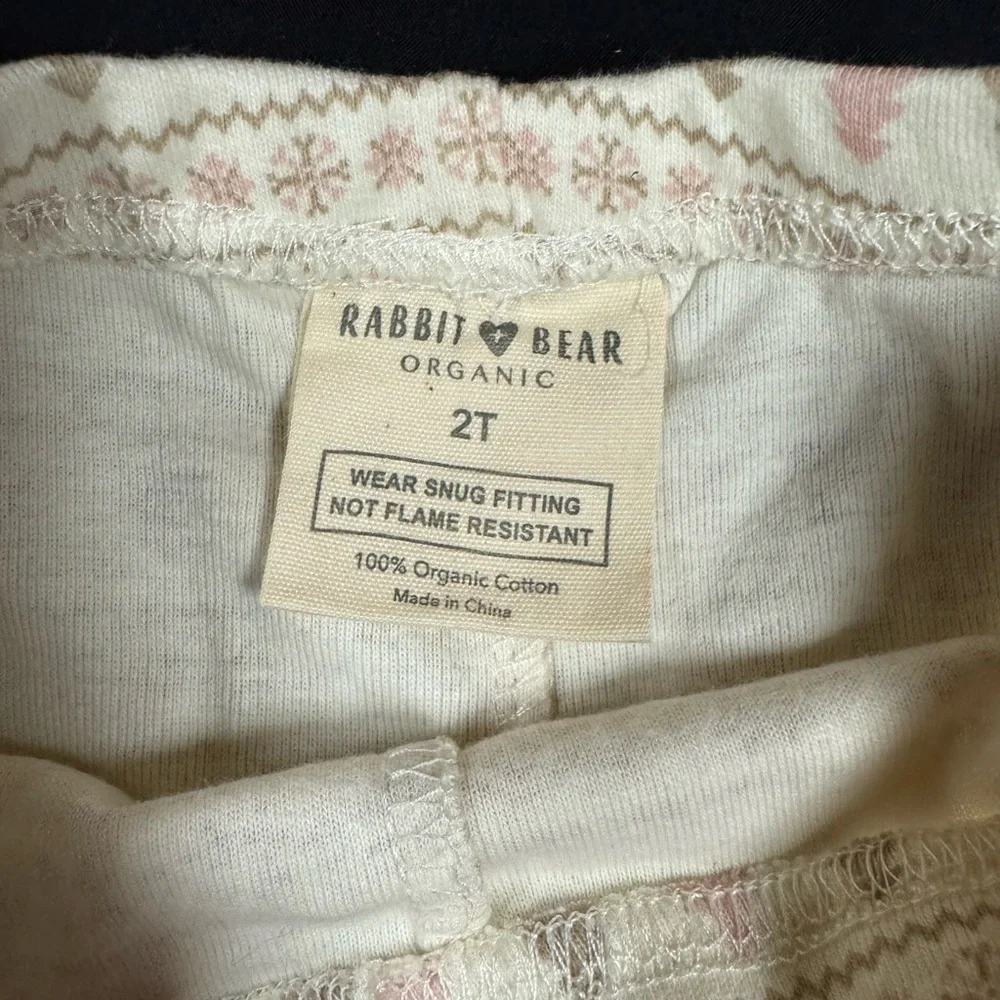 NWT Rabbit + Bear Organic Cotton 2T Fair Isle Deer Pajamas